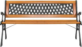 Garden Bench,Outdoor Bench Patio Bench for Metal Bench Park with Armrests Sturdy Hardwood Cast Iron for Yard - Photo 3