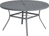 VICLLAX Round Patio Table with Adjustable Umbrella Hole for 6, All Weather Metal Outdoor Dining Table for Lawn Garden - Photo 1