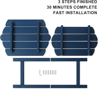 Small Outdoor Side Tables Modern 2-Tier Adirondack Table Rustic End Table HDPE Storage Shelf Industrial Corner Rectangle Coffee Table for Patio Garden Balcony Backyard Pool Farmhouse Home Blue
