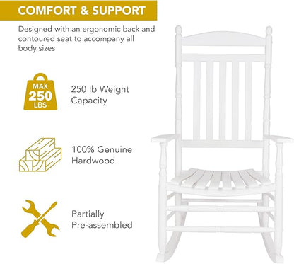 Shine Company Rhode Island Wooden Traditional Rocking Chair, White
