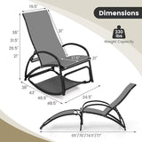 Tangkula Rocking Chair Outdoor, 2-in-1 Convertible Lounge Chair with 4-Level Adjustable Backrest - Photo 3