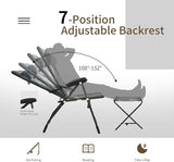 Giantex Set of 2 Patio Dining Chairs with Footstools, Folding Recliner Chairs with 7-Position Adjustable Backrest - Photo 5