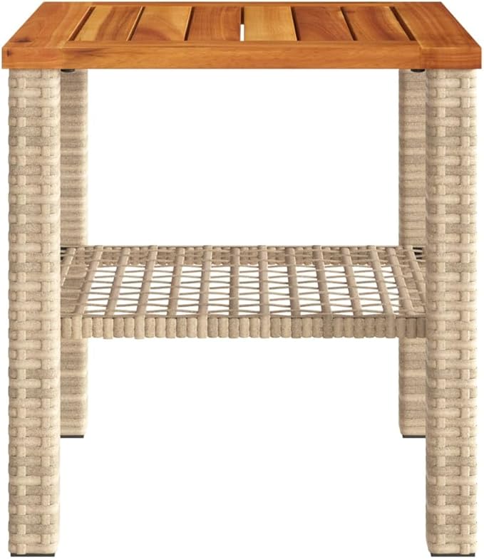 Beige Poly Rattan Garden Table with UV-Resistant Materials, Modern Outdoor Coffee Table for Patio and Balcony - Photo 5