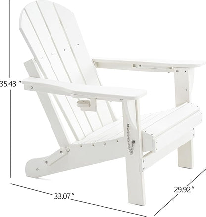 Folding Outdoor Adirondack Chairs Set of 1 with High&Reclining Back-HDPE Weather Resistant Patio Chairs with Cup and Phone Holder for Patio,Fire Pit, Garden and Backyard