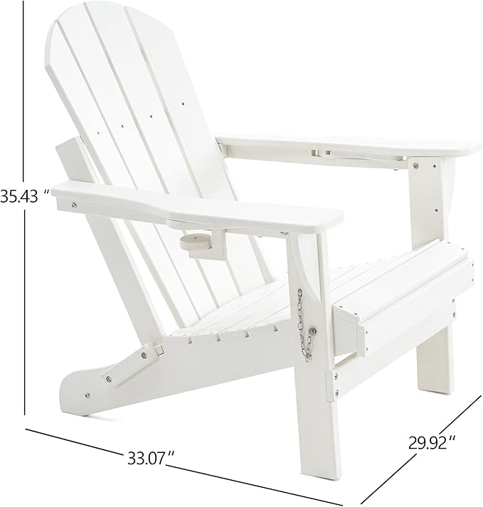 Folding Outdoor Adirondack Chairs Set of 1 with HDPE Side Tables-Plastic Weather Resistant Patio Chairs with Small Outdoor Side Tables 2 Storage for Patio,Fire Pit, Garden and Backyard