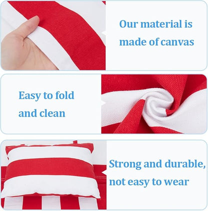 GORGECRAFT Replacement Beach Sling Chair Cloth with Pillow Folding Lounge Deck Chair Cloth 44x17 Inch Red White Stripes Sling Chairs Canvas for Patio Outdoor Sunbathing Garden Courtyard