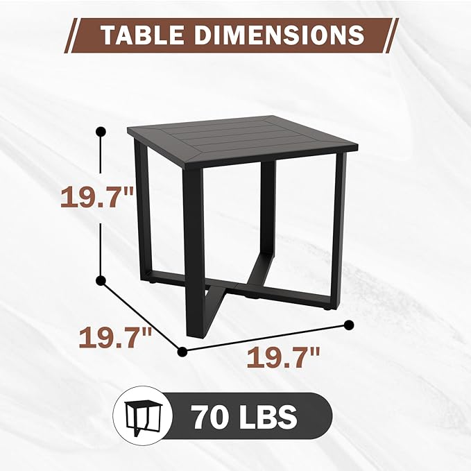 EAGLE PEAK Urban Slate Modern Outdoor Side Table, Weather-Resistant Steel Accent Patio Table for Backyard, Garden, Deck - Photo 2