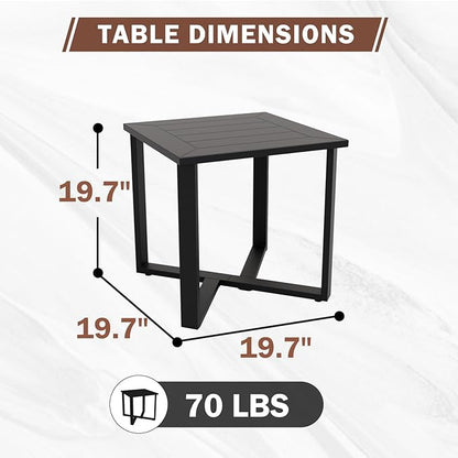 EAGLE PEAK Urban Slate Modern Outdoor Side Table, Weather-Resistant Steel Accent Patio Table for Backyard, Garden, Deck, Porch, or Balcony, Black