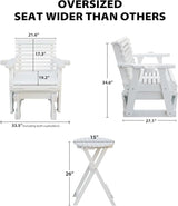 Outdoor Glider Chair, 2-Seater Wooden Glider Patio Furniture Set with Table, Cupholder - Photo 3
