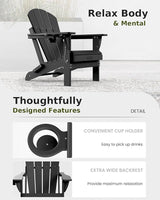 MUCHENGHY Folding Adirondack Chairs Patio Chairs Outdoor Adirondack Chair Weather Resistant Chair for Patio, Outside - Photo 9