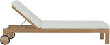 Modway Upland Teak Wood Outdoor Patio Chaise Lounge Chair with Cushions in Natural White - Photo 4