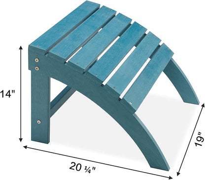 Psilvam Adirondack Ottoman, Adirondack Footstool for Adirondack Chair Weather Resistant Foot Rest for Outdoor Porch, Yard, Garden (Blue)