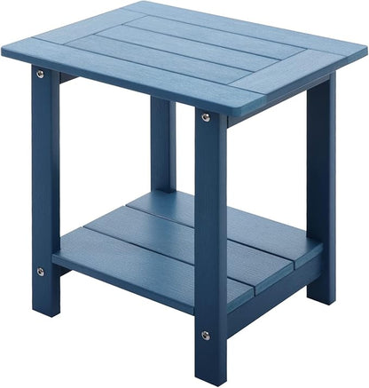 Double Adirondack Outdoor Side Table Weather Resistant, Outdoor Rectangular Patio End Table for Adirondack Chair, Dark Blue