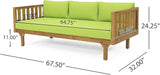 Claremont Outdoor 3 Seater Daybed with Cushions - Acacia Wood - Teak/Green - Photo 3