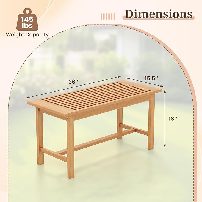 Giantex Teak Wood Patio Coffee Table - 36” Rectangular Outside Side Table with Slatted Tabletop, Solid Center Table, Outdoor Cocktail Table for Deck, Backyard, Garden, Poolside, Balcony, Natural