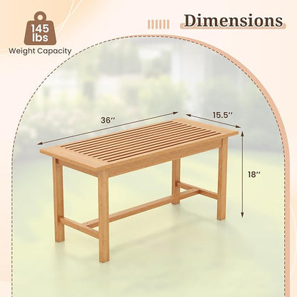 Giantex Teak Wood Patio Coffee Table - 36” Rectangular Outside Side Table with Slatted Tabletop, Solid Center Table, Outdoor Cocktail Table for Deck, Backyard, Garden, Poolside, Balcony, Natural