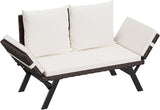 Flamaker Outdoor Convertible Sofa, Woven Rattan Patio Furniture Sunbed with Adjustable Armrests - Photo 1