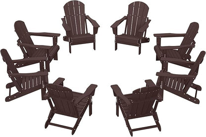 WestinTrends Malibu Malibu Outdoor Folding Poly Adirondack Chair (Set of 8), Dark Brown