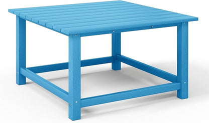 WestinTrends Malibu Low Outdoor HDPE Square Patio Coffee Table, Pacific Blue