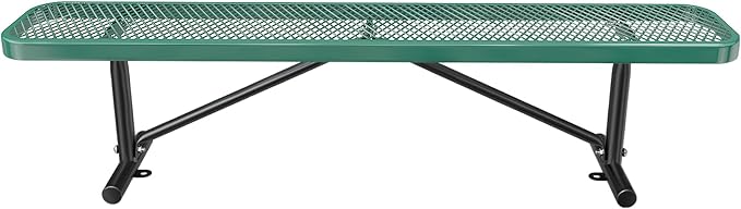 Thermoplastic Coated Iron Park Bench for Outside, Heavy Duty Metal Garden Bench, Expanded Commercial Grade Seating for Shopping Malls, Lawn Yard Porch Entryway (Green without Backrest, 72IN)