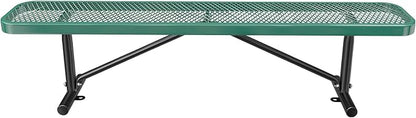 Thermoplastic Coated Iron Park Bench for Outside, Heavy Duty Metal Garden Bench, Expanded Commercial Grade Seating for Shopping Malls, Lawn Yard Porch Entryway (Green without Backrest, 72IN)