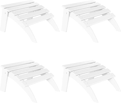 Adirondack Ottoman Set of 4, Folding Adirondack Ottoman for Adirondack Chair, HDPE All Weather Outdoor Footstool for Patio, Backyard, Porch, Garden, White