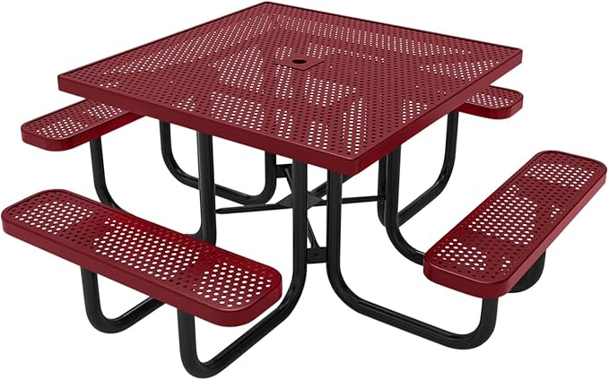 COATEDOUTDOORFURNITURE Heavy-Duty Portable Outdoor Picnic Table with Umbrella Hole - Photo 1