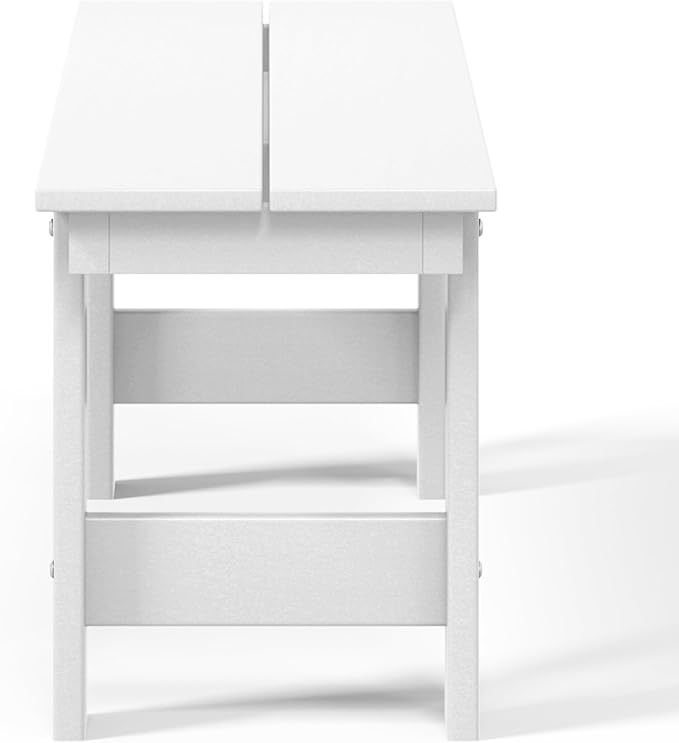 WestinTrends Ashore Outdoor HDPE 48" Modern Backless Patio Bench, White