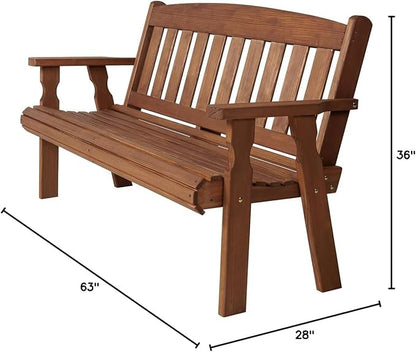 Amish Casual Outdoor Heavy Duty 800 LB Mission Pressure Treated Garden Bench(5 Foot, Oak Stain)
