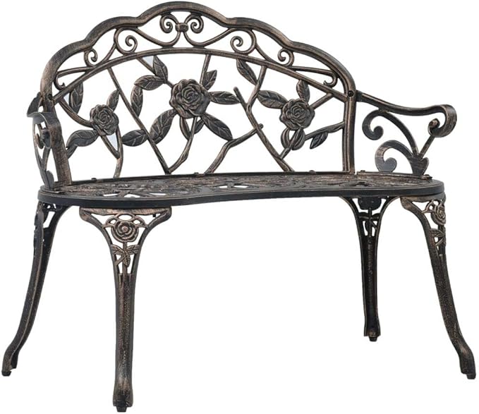 (Fast Delivery) Metal Garden Bench, Outdoor Furniture, Outdoor Seating, Seats up to 2 Persons, for Porch, Pool, Garden - Photo 1
