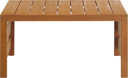 Alaterre Furniture Barton Outdoor Coffee Table - Weather-Resistant Eucalyptus Wood Slotted Table for Patio, Porch, Deck, or Poolside (Brown)