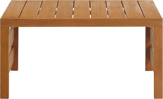 Alaterre Furniture Barton Outdoor Coffee Table - Weather-Resistant Eucalyptus Wood Slotted Table for Patio, Porch, Deck, or Poolside (Brown)