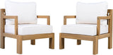 Acacia Wood Patio Chairs Set of 2, Outdoor Accent Chairs with Armrest - Photo 3