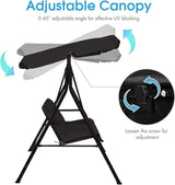 Tangkula 2 Person Porch Swing, Outdoor Swing with Removable Cushions, Solid Steel Structure - Photo 7