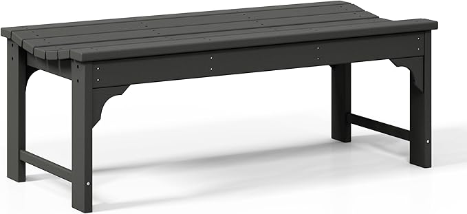 WestinTrends Malibu Outdoor Bench, All Weather Resistant Poly Lumber Backless Patio Garden Bench, Adirondack Curved Bench Seat for Comfort, Gray