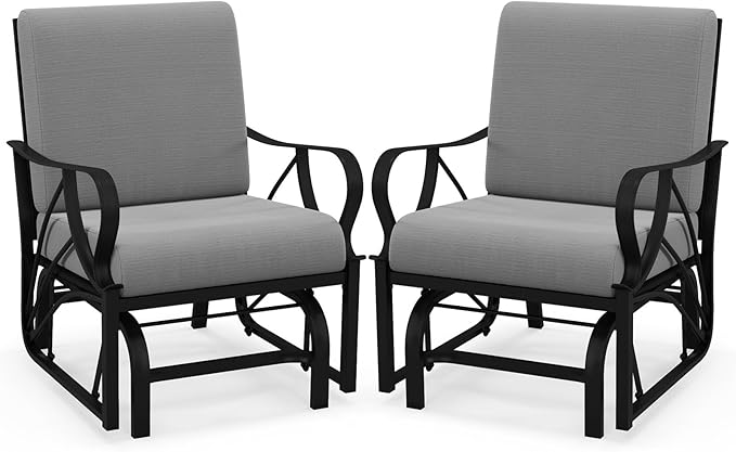 Tangkula Outdoor Patio Glider, Metal Framed Gliding Chair with Cushion - Photo 1