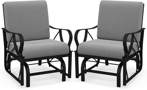 Tangkula Outdoor Patio Glider, Metal Framed Gliding Chair with Cushion - Photo 1