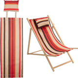 GORGECRAFT Beach Sling Chair Canvas Cloth with Pillow 44x17 Red and Yellow Striped Casual Lounge Chair Replacement - Photo 1