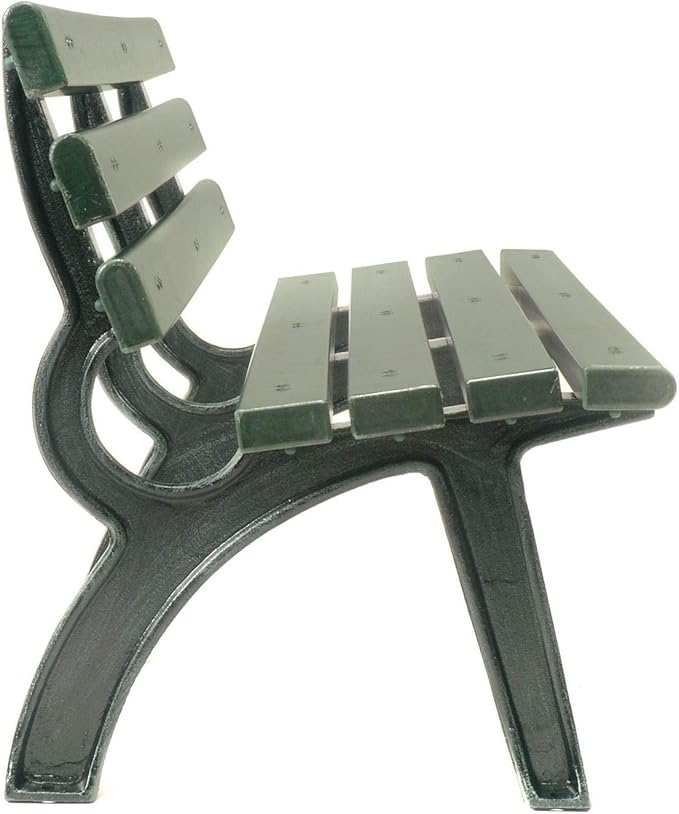 Global Industrial 6'L Outdoor Park Bench with Backrest, Recylced Plastic Slats, Wrought Iron Frame, 1985 lbs Capacity, Green, Surface Mount, Easy Assembly