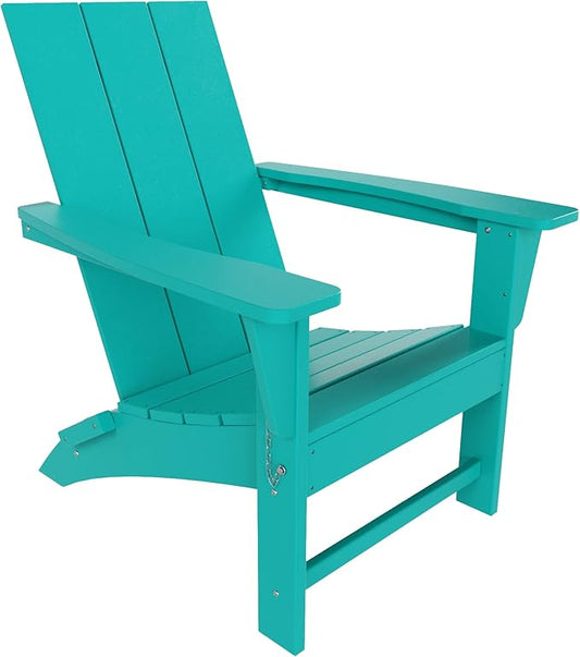 WO Home Furniture HDPE Adirondack Chair Folding Poly Lumber All Weather UV/Fade Resistant Heavy Duty for Patio, Backyard, Balcony, Garden, Lawn (Turquoise)…