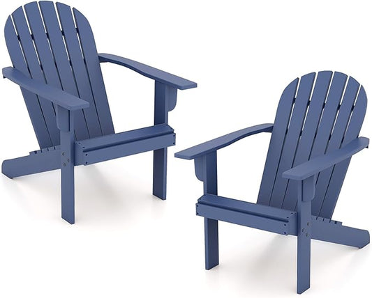 Giantex Acacia Wood Adirondack Chair Set of 2, Outdoor Fire Pit Chair with 105° Inclined Seat, High Backrest, 4" Wide Armrests, Patio Lounge Chair for Outside, Lawn, Backyard, Garden, Deck, Porch