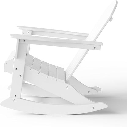 WestinTrends Malibu Outdoor/Patio Poly Adirondack Rocking Chair, White
