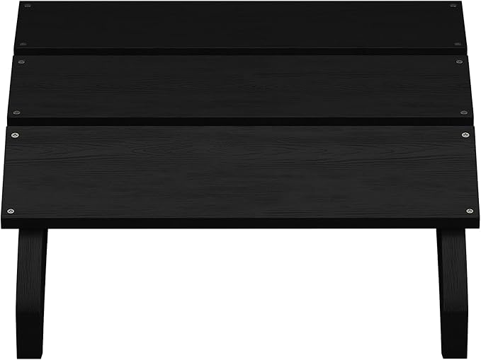 Flash Furniture Sawyer Indoor/Outdoor Commercial Grade Adirondack Ottoman - Black All-Weather Adirondack Style Footrest