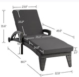 Patio Chaise Lounge Set of 4, Wicker Lounge Chairs Outdoor with Wheels, Heavy Duty Lounger Chair Outdoor - Photo 2