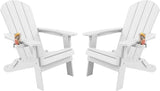 YEFU Adirondack Chair Set of 2, Folding Oversized Plastic Adirondack Chair with Cup Holder - Photo 1