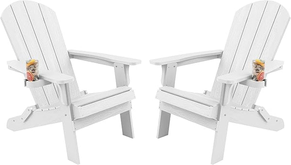 YEFU Adirondack Chair Set of 2, Folding Oversized Plastic Adirondack Chair with Cup Holder - Photo 1