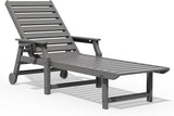 5-Position Adjustable Patio Chaise Lounge - 78'' HDPE Outdoor Lounger with Rolling Wheels & Cup Holder, Longer, Wider - Photo 1