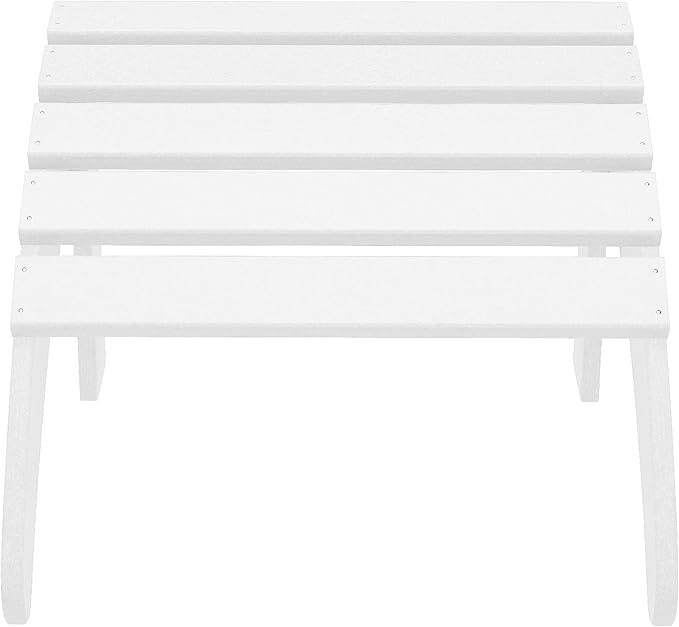 WestinTrends Outdoor Patio Adirondack Ottoman Foot Rest, All Weather Poly Lumber Foot Stool for Adirondack Chair, Widely Used for Outside Porch Pool Lawn Backyard, White