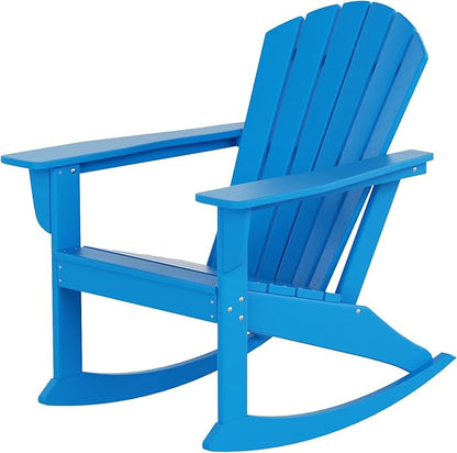 WO WESTIN OUTDOOR HDPE Altura Outdoor Rocking Poly Adirondack Chair, Pacific Blue