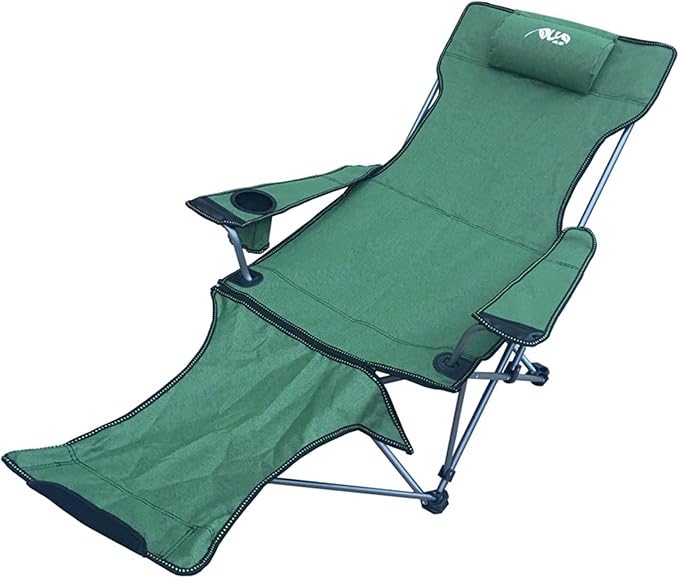 Generic Lounge Chair Adjustable Position Folding Camping Cot, Outdoor Lounger Folding Outdoor Recliner Patio Lounge Chair Headrest